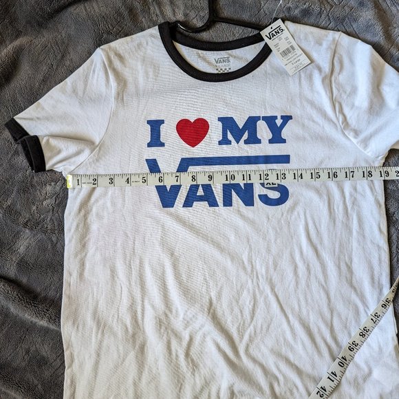 New Vans Womens XL White Ring Neck Tshirt - Picture 3 of 5